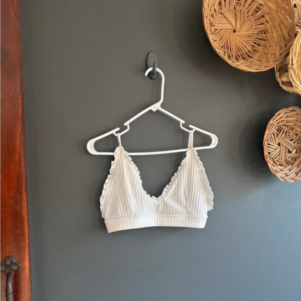 Urban Outfitters Cream Ribbed Bralette